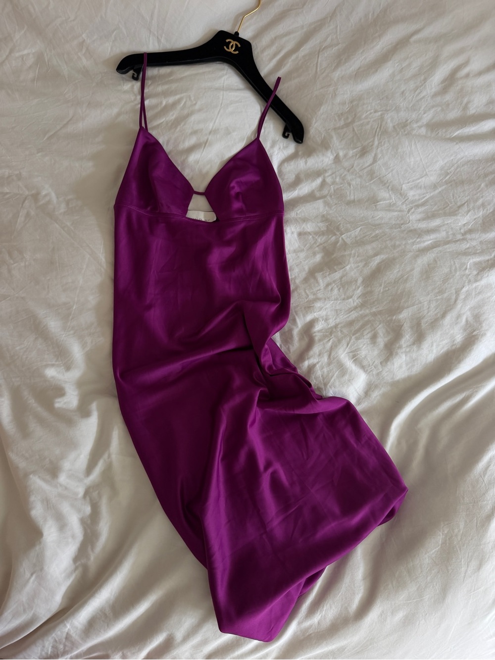 Fleur du Mal Magenta Spaghetti-Strap Slip Dress